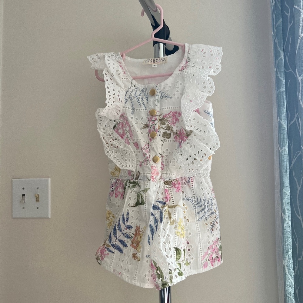 Hannah Banana little girls floral eyelet romper